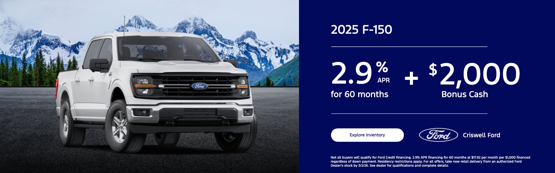 2025 F-150 2.9% APR for 60 months