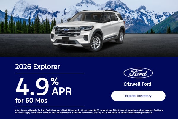 2026 Explorer 4.9% APR for 60 Mos